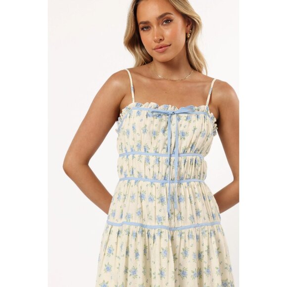 Petal & Pup Felicity Midi Dress in Ivory Blue Size Medium - Picture 10 of 12